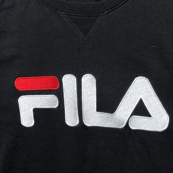 FILA Sweatshirt Mens XXL Black Crewneck Embroidered Large Logo Retro Pullover - Picture 5 of 5